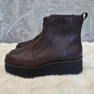 UGG Cityfunc Zip Water Resistant Platform Boot Bootie Dark Brown Women's Size 11